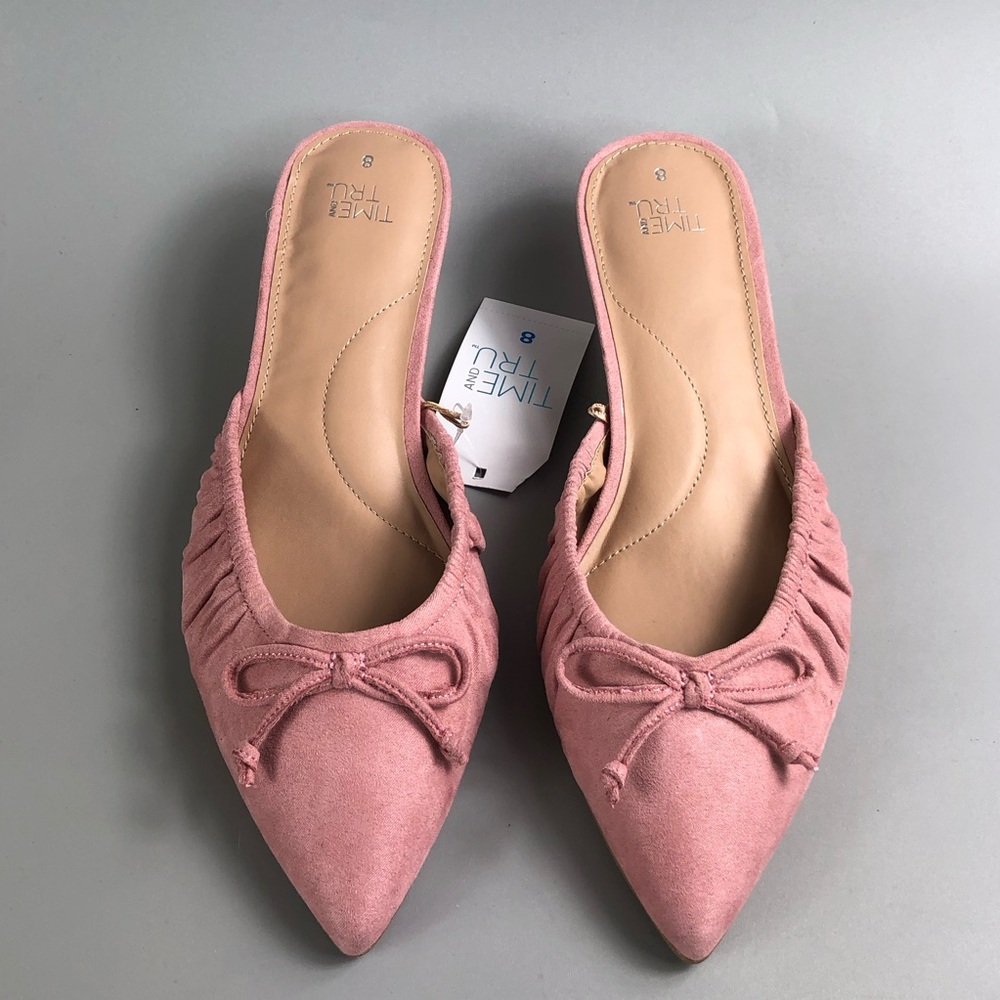 TIME AND TRU Pink Pointed-Toe Slip-On Flats Size 8